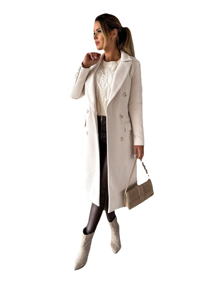 Women's Double-Breasted Elegant Coat | Longline