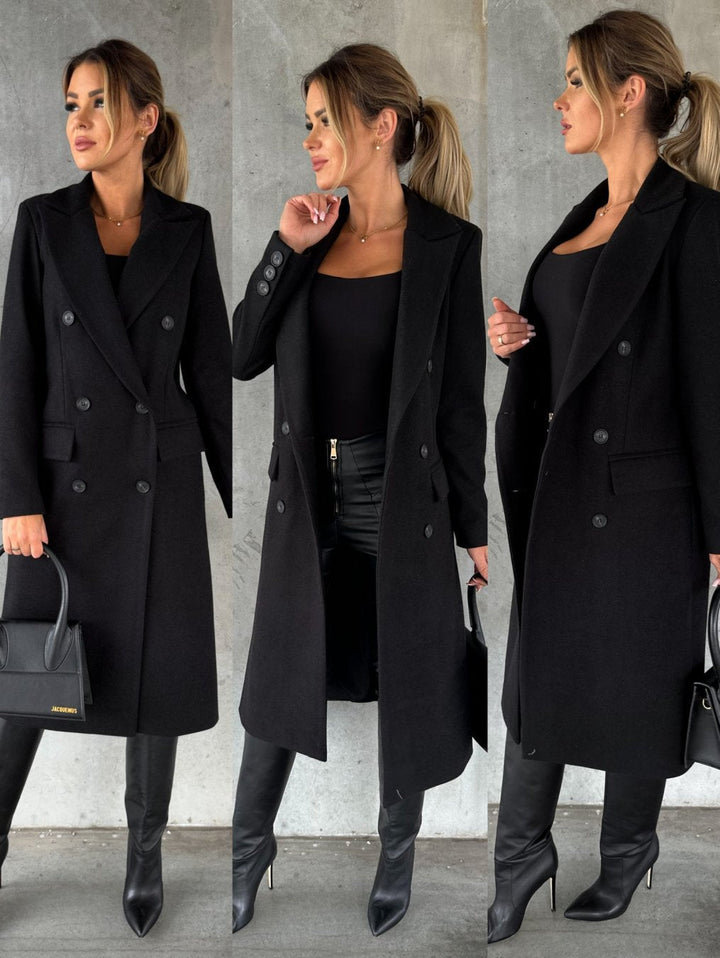 Women's Double-Breasted Elegant Coat | Longline