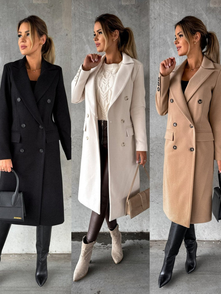 Women's Double-Breasted Elegant Coat | Longline