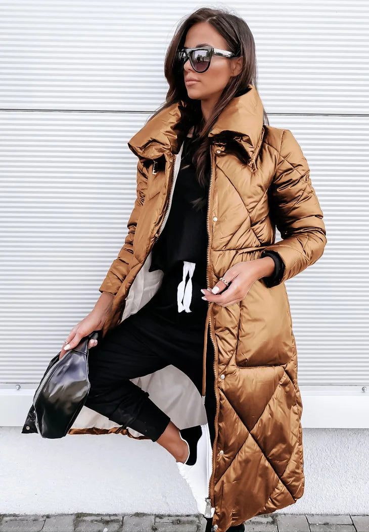 Women's Diamond-Quilted Puffer Coat | Longline
