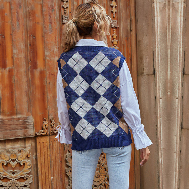 Women's Classic Argyle Knit Vest | Casual