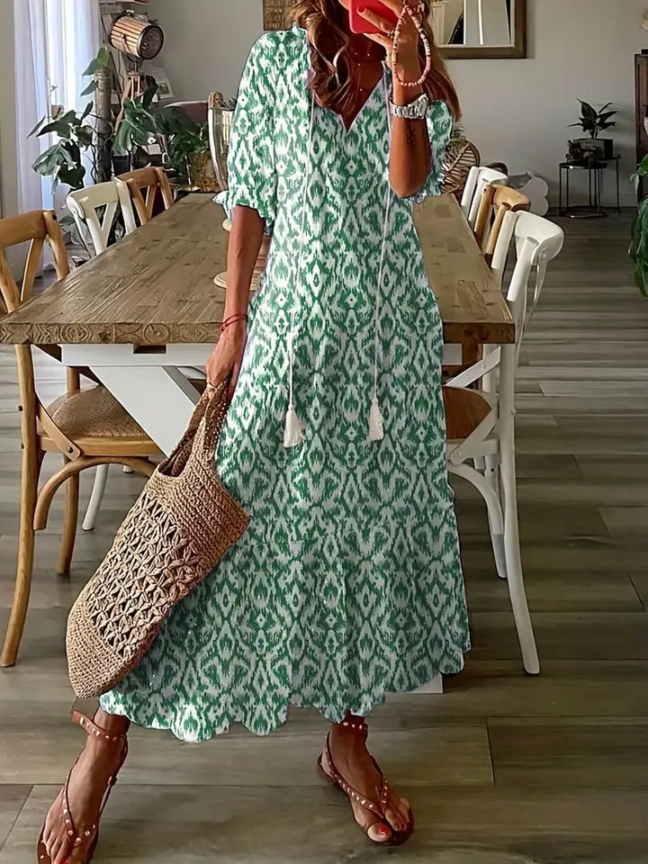 Women's Bohemian Flared A-Line Dress | Maxi