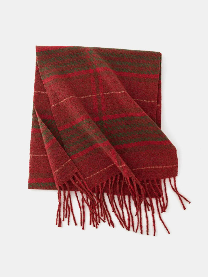 Women's Tartan Winter Scarf | Fringed