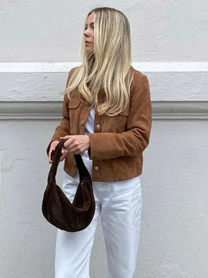 Women's Cropped Button Up Brown Jacket | Winter