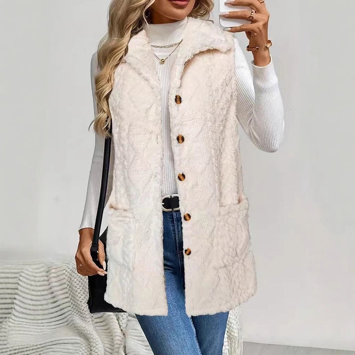 Women's Button Front Longline Vest | Notched Collar