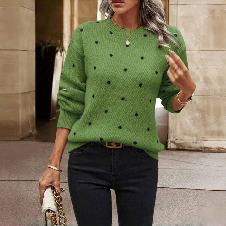 Women's Polka Dot Crew Neck Sweater | Casual