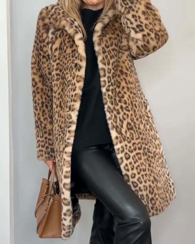 Women's Stylish Long Coat | Leopard Print