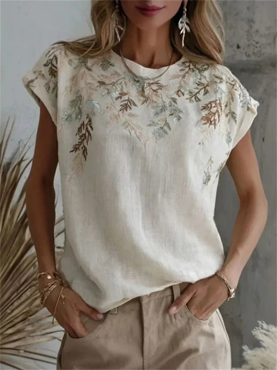 Women's Boho Leaf Print Top | Casual