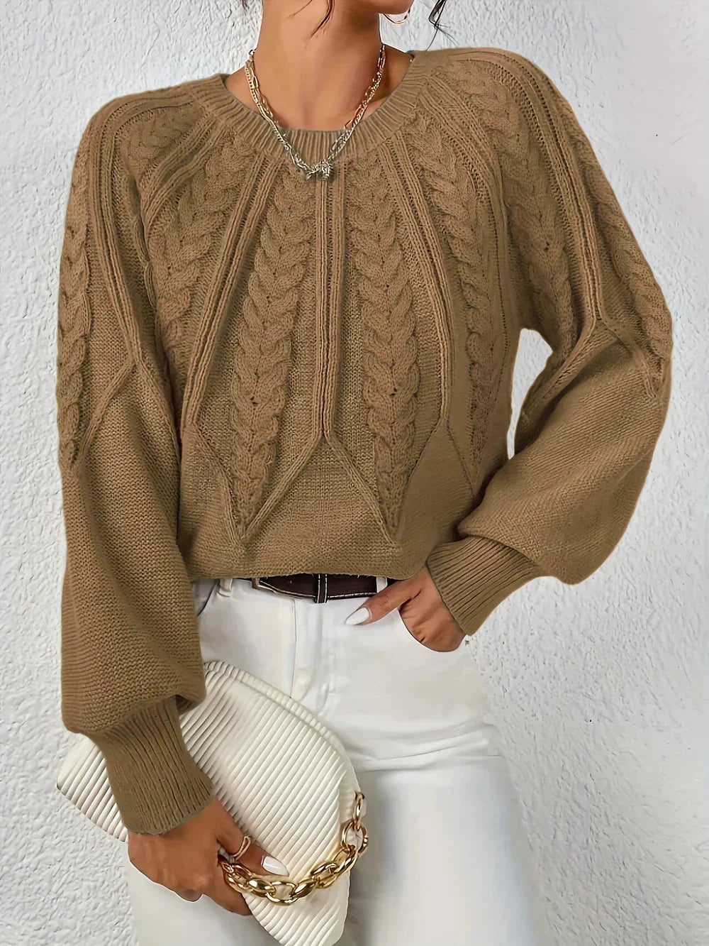 Women's Cable Knit Balloon Sleeve Jumper | Winter
