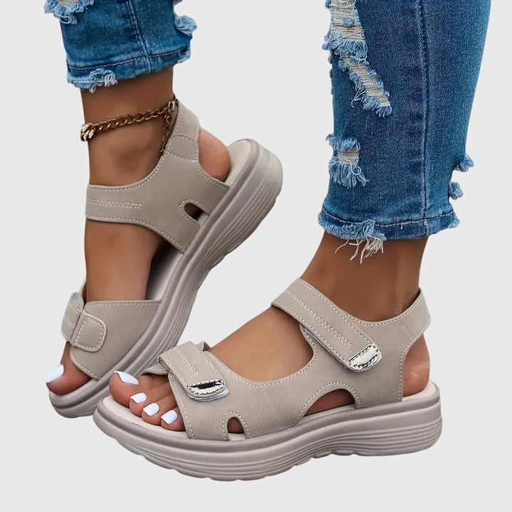 Women's Cutout Hook and Loop Sandals | Ankle Strap