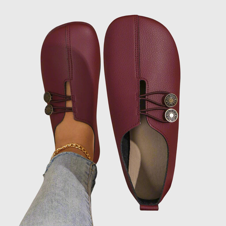 Women's Wide Toe Button Detail Loafers | Slip On