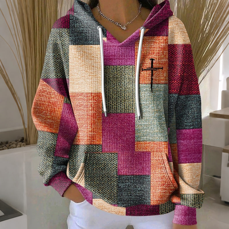 Women's Winter Patchwork Oversized Hoodie | Printed