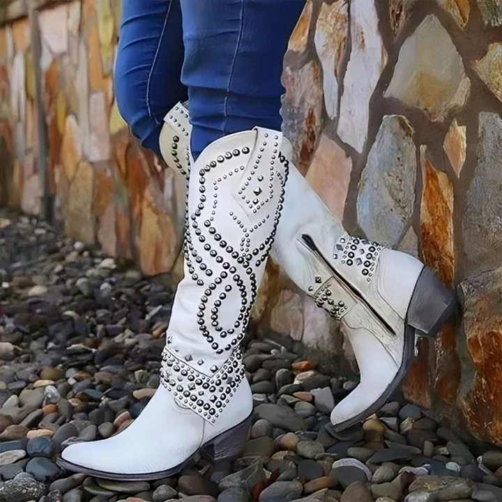 Women's Boho Knee High Cowboy Boots | Pointed Toe