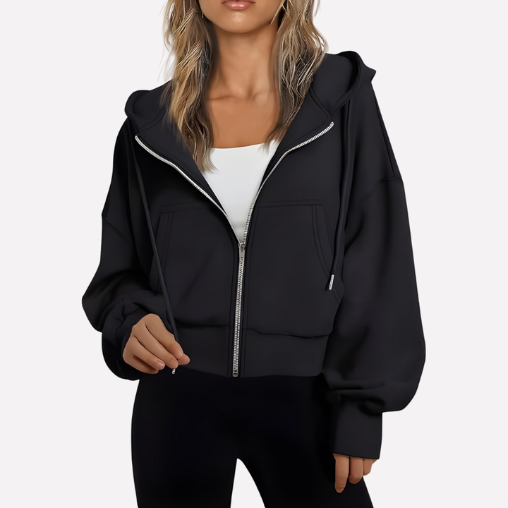 Women's Winter Oversized Zip Up Hoodie | Cropped