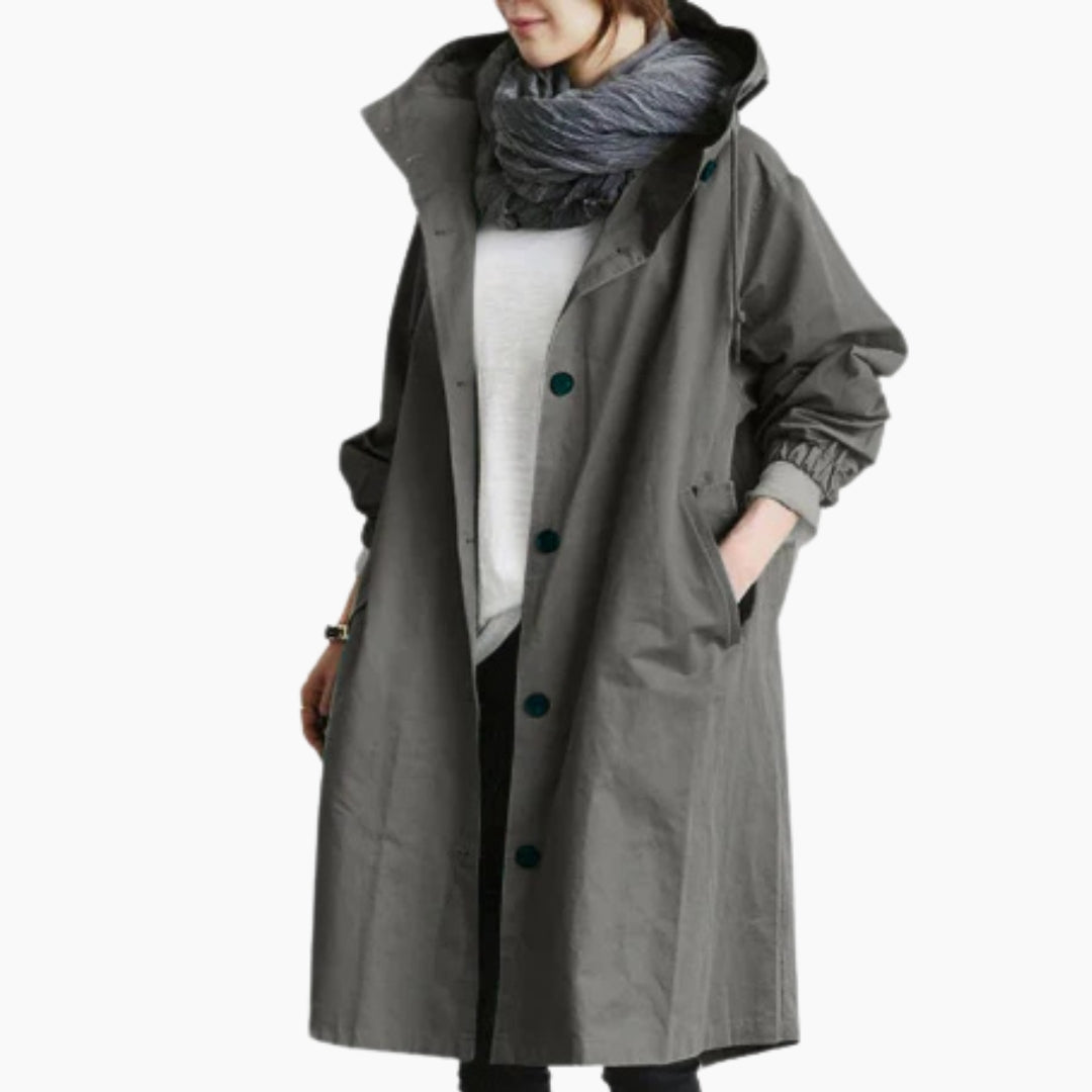 Women's Long Winter Coat | Button Placket