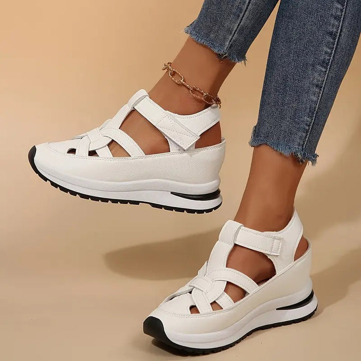 Women's Casual Cutout Platform Sandals | Hook and Loop