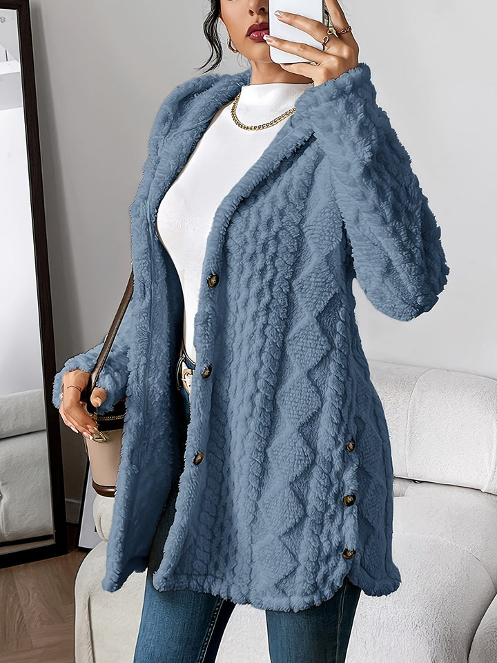Women's Textured Elegant Coat | Longline