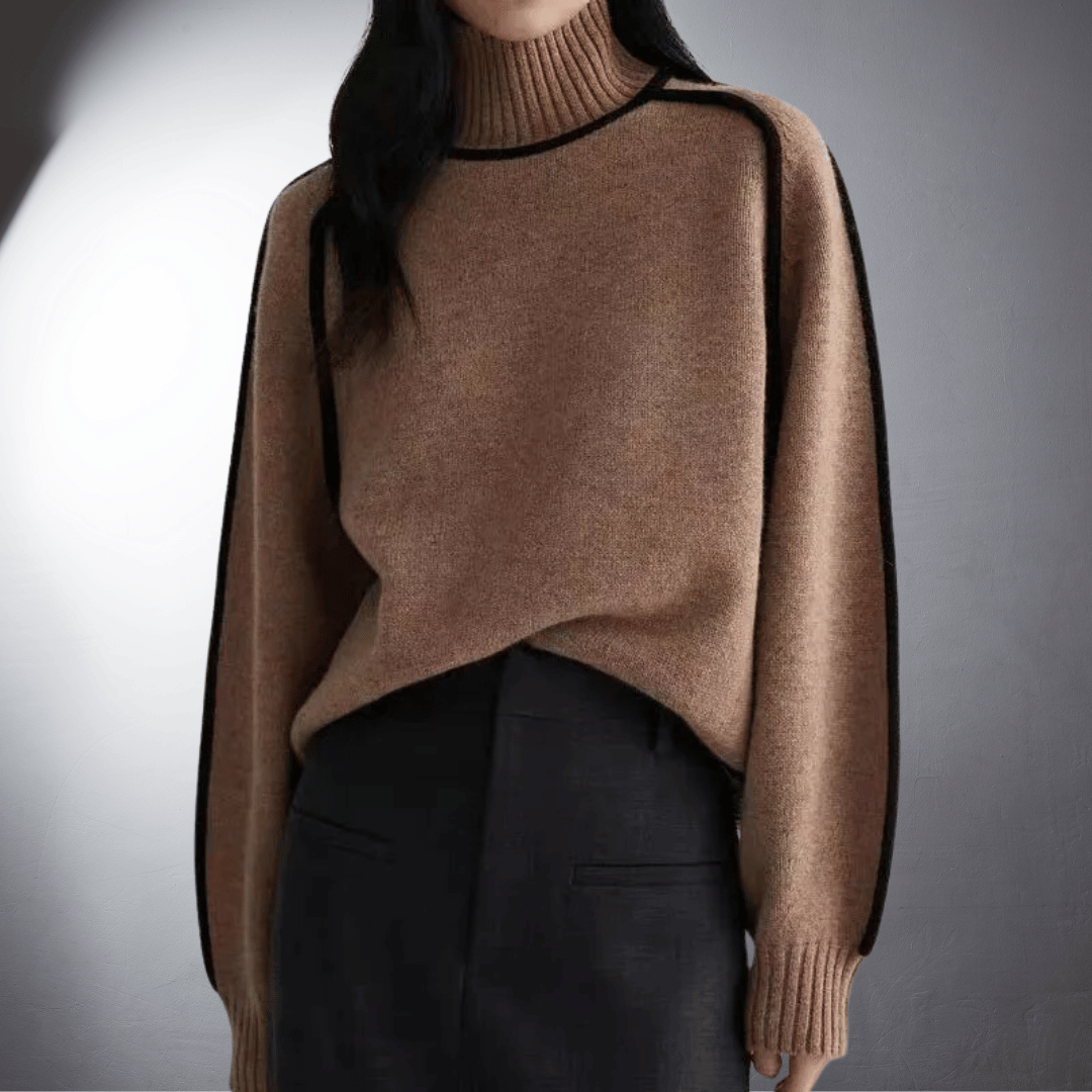 Women's Contrast Turtleneck Jumper | Raglan