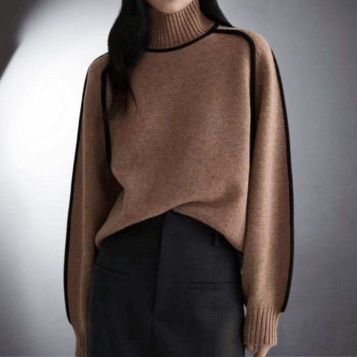 Women's Contrast Turtleneck Jumper | Raglan
