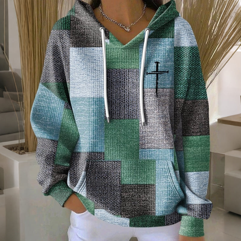 Women's Winter Patchwork Oversized Hoodie | Printed