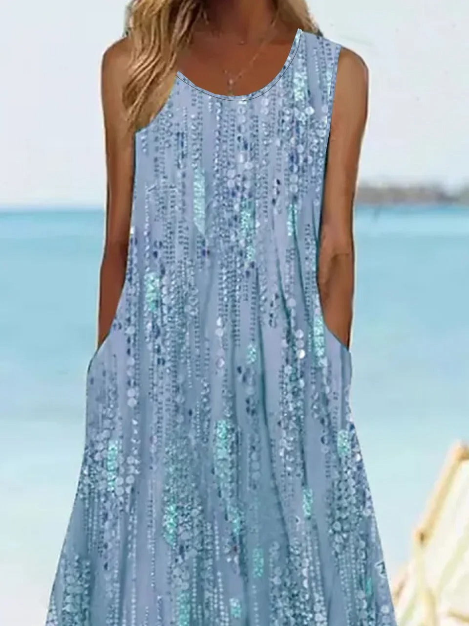 Women's Beach Sleeveless Dress | Midi