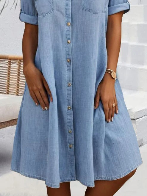 Women's Casual Button-Down Shirt Dress | Midi