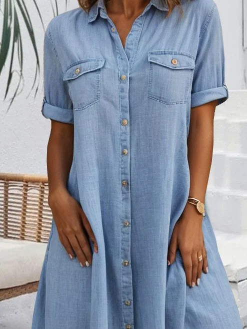 Women's Casual Button-Down Shirt Dress | Midi
