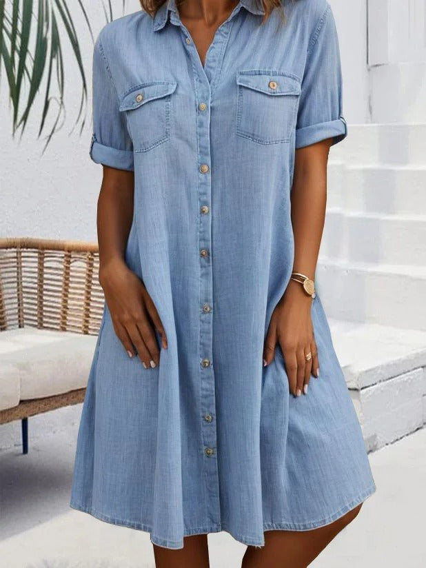 Women's Casual Button-Down Shirt Dress | Midi