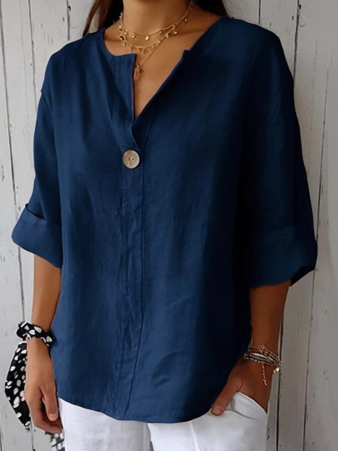 Women's Loose Fit Button Detail Blouse | Summer