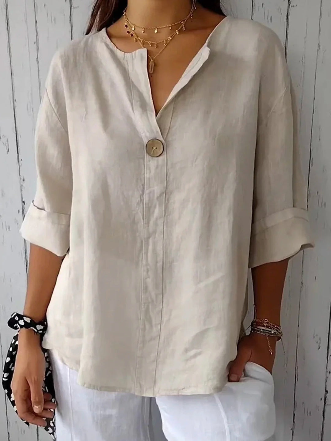 Women's Loose Fit Button Detail Blouse | Summer