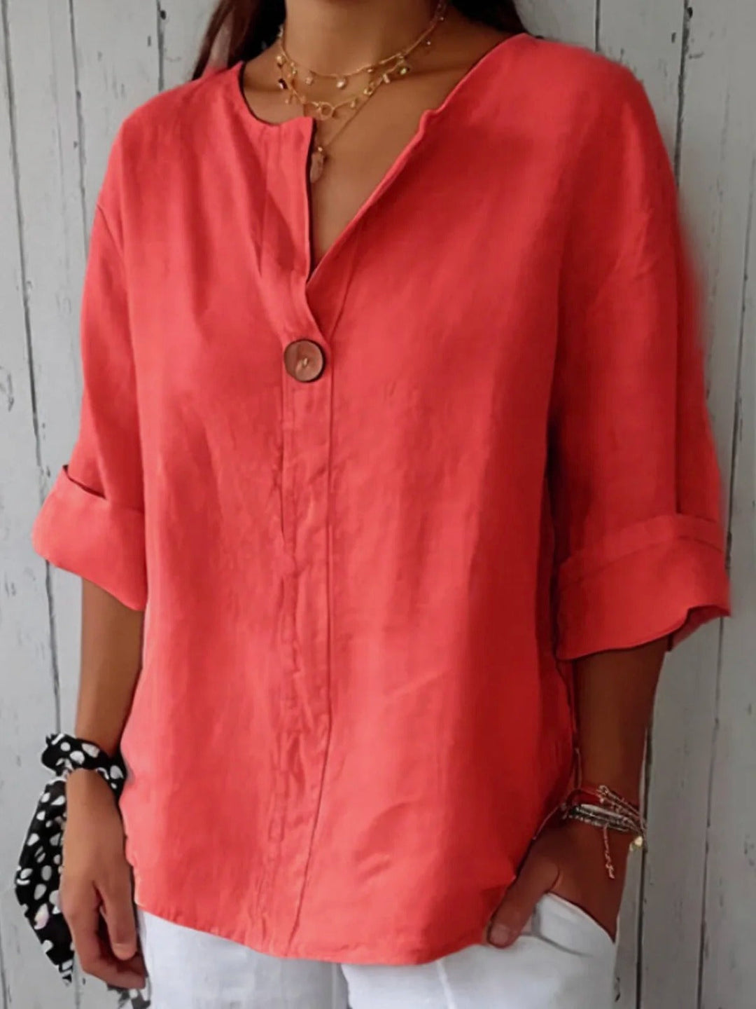 Women's Loose Fit Button Detail Blouse | Summer