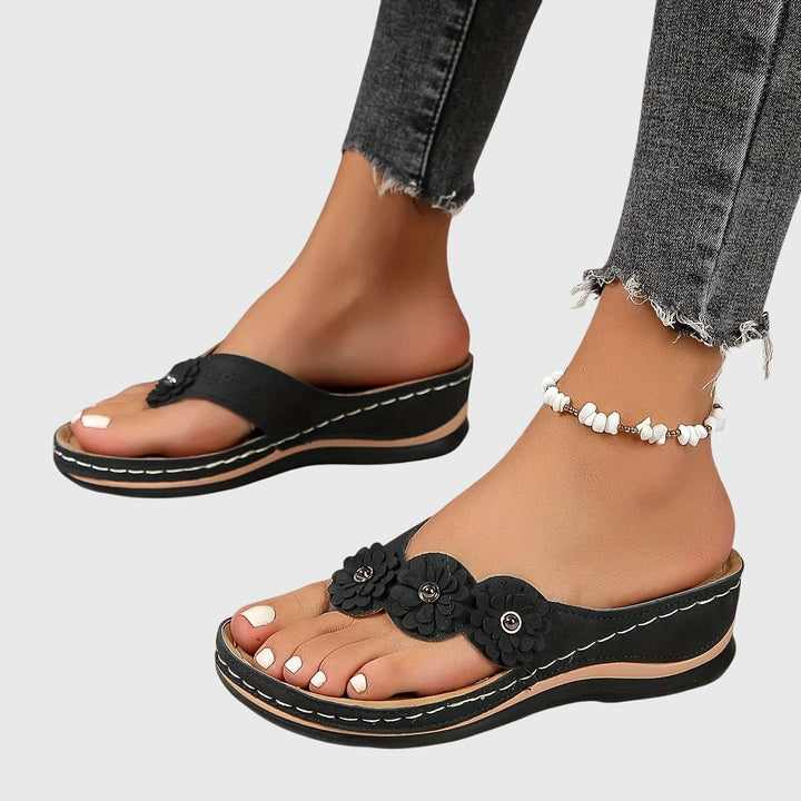 Women's Boho Floral Strap Detail Thong Sandals | Slip On