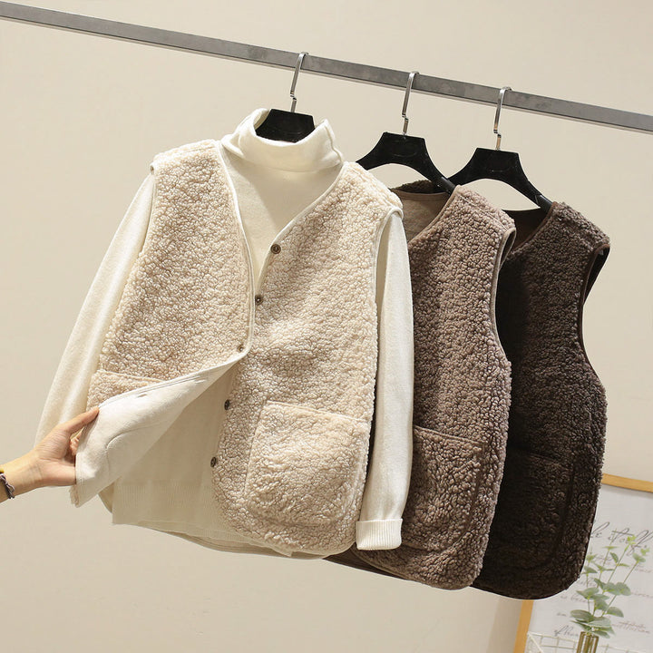 Women's Textured Button Front Vest | Cropped