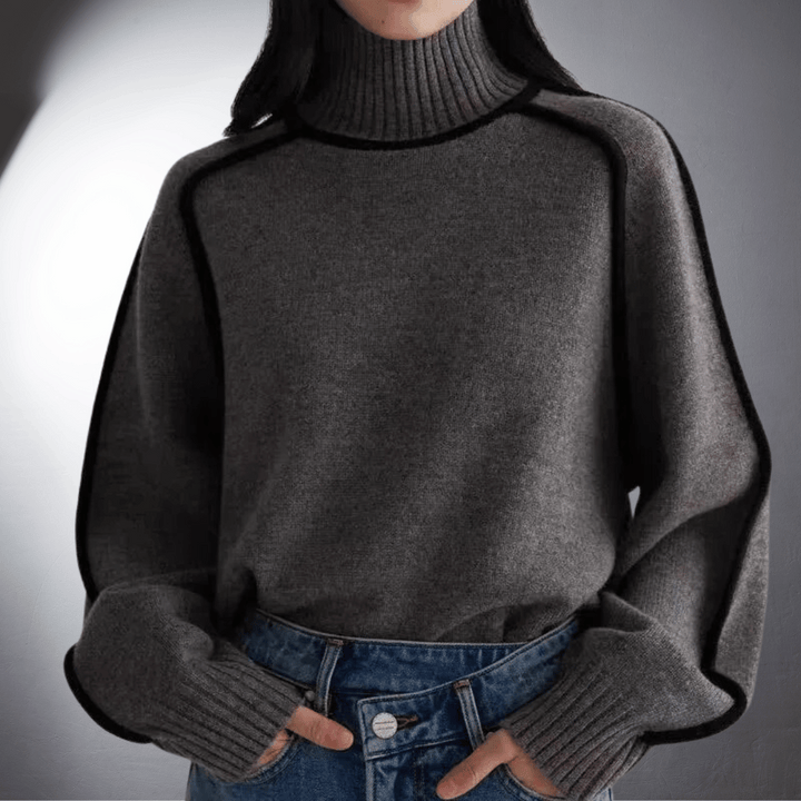 Women's Contrast Turtleneck Jumper | Raglan
