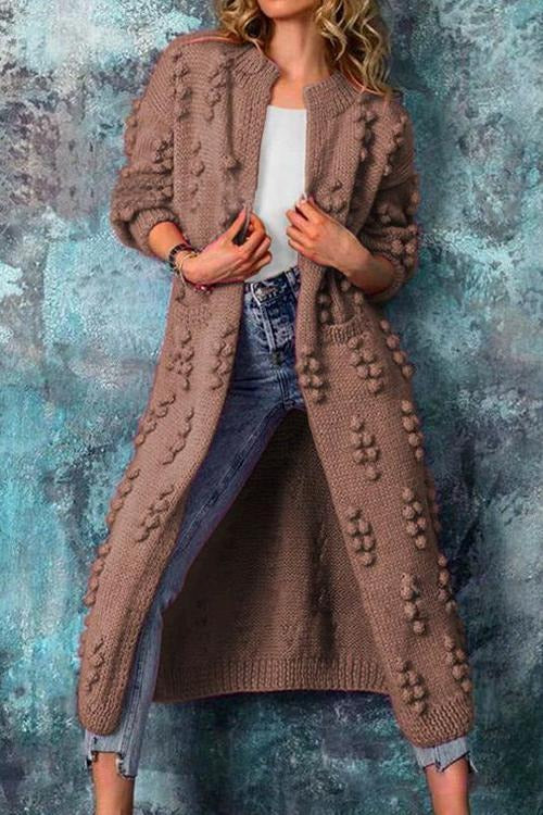 Women's Longline Bobble Knit Cardigan | Open Front