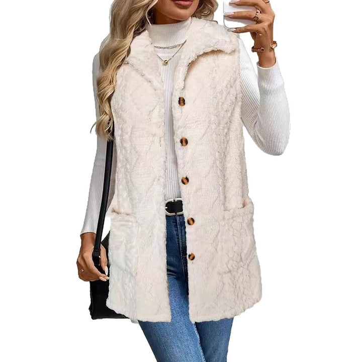 Women's Button Front Longline Vest | Notched Collar