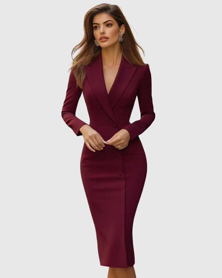 Women's Elegant Tailored Formal Blazer Dress | Midi