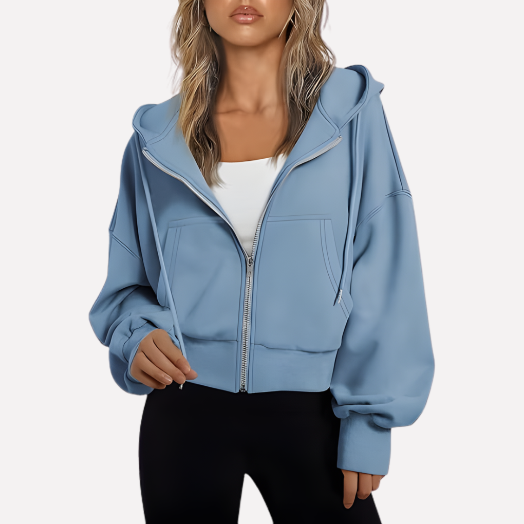 Women's Winter Oversized Zip Up Hoodie | Cropped