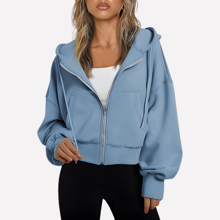 Women's Winter Oversized Zip Up Hoodie | Cropped