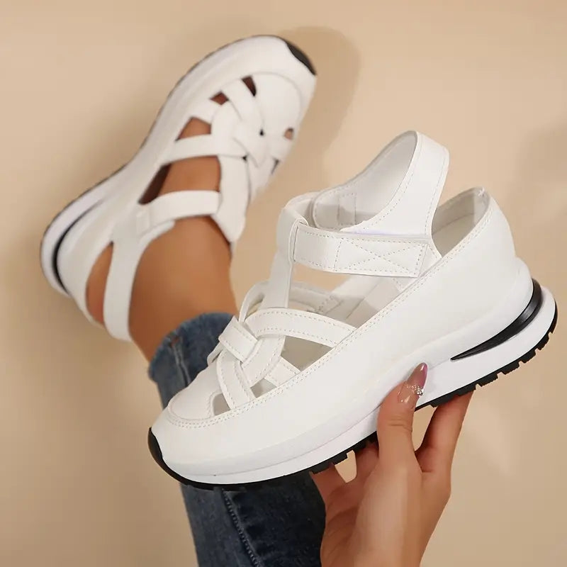 Women's Casual Cutout Platform Sandals | Hook and Loop