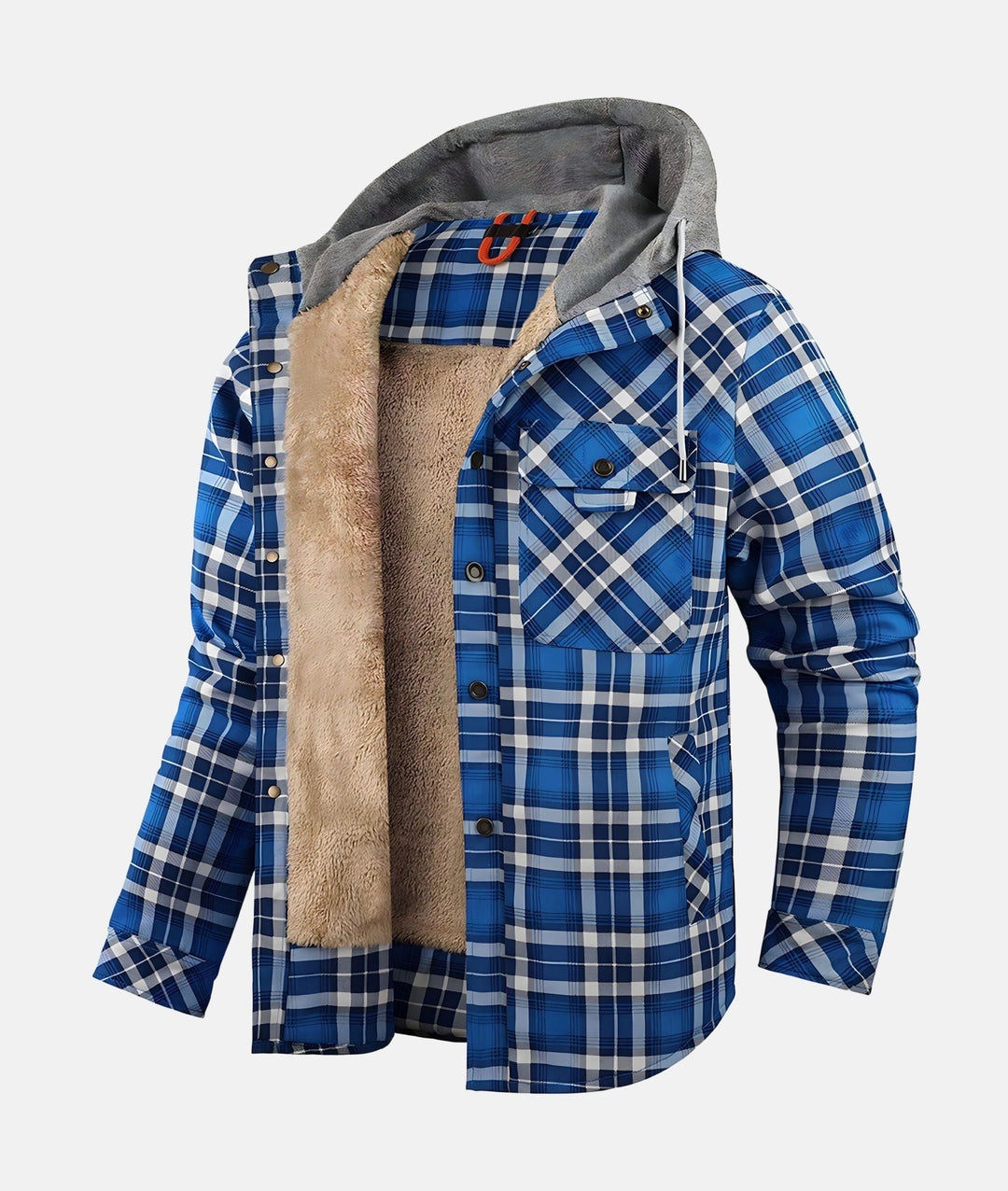 Men's Winter Hooded Shirt Jacket | Plaid
