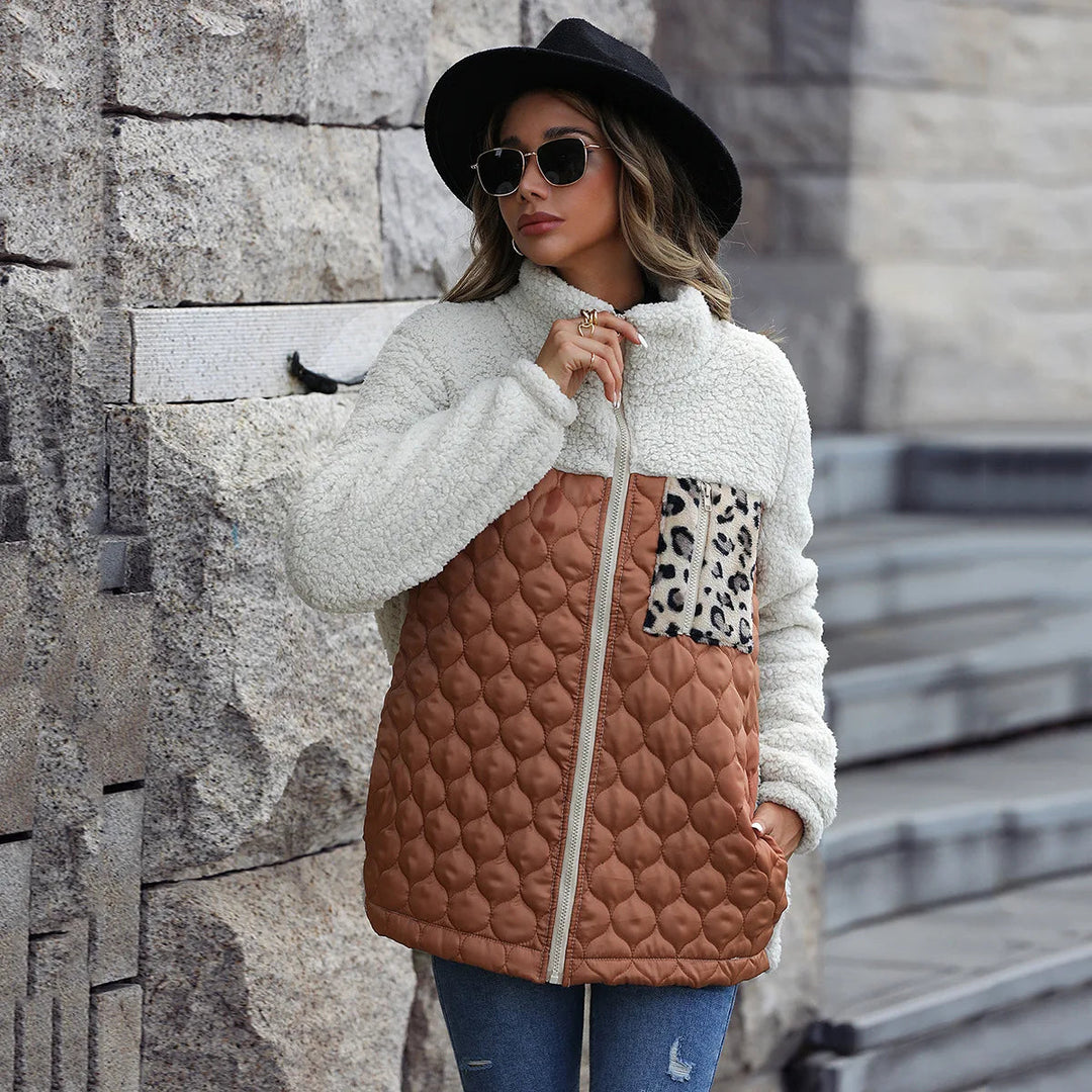Women's Collared Winter Quilted Jacket | Zip Up