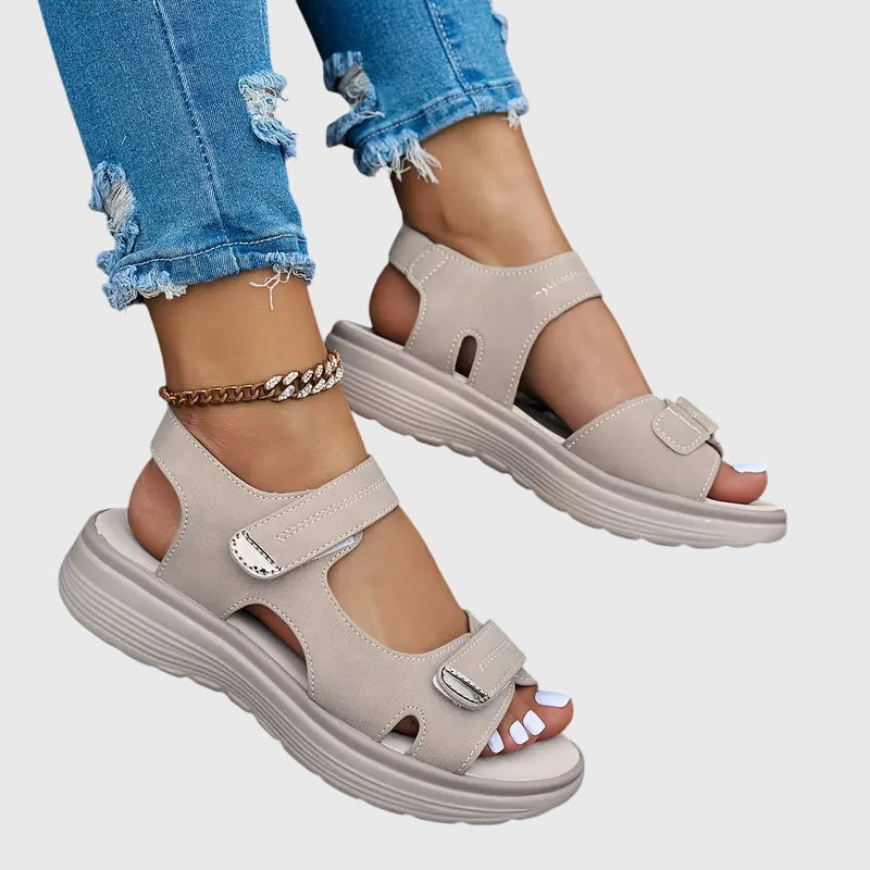 Women's Cutout Hook and Loop Sandals | Ankle Strap