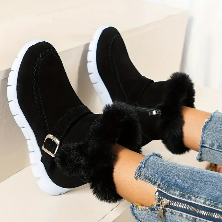 Women's Winter Buckle Ankle Boots | Flat
