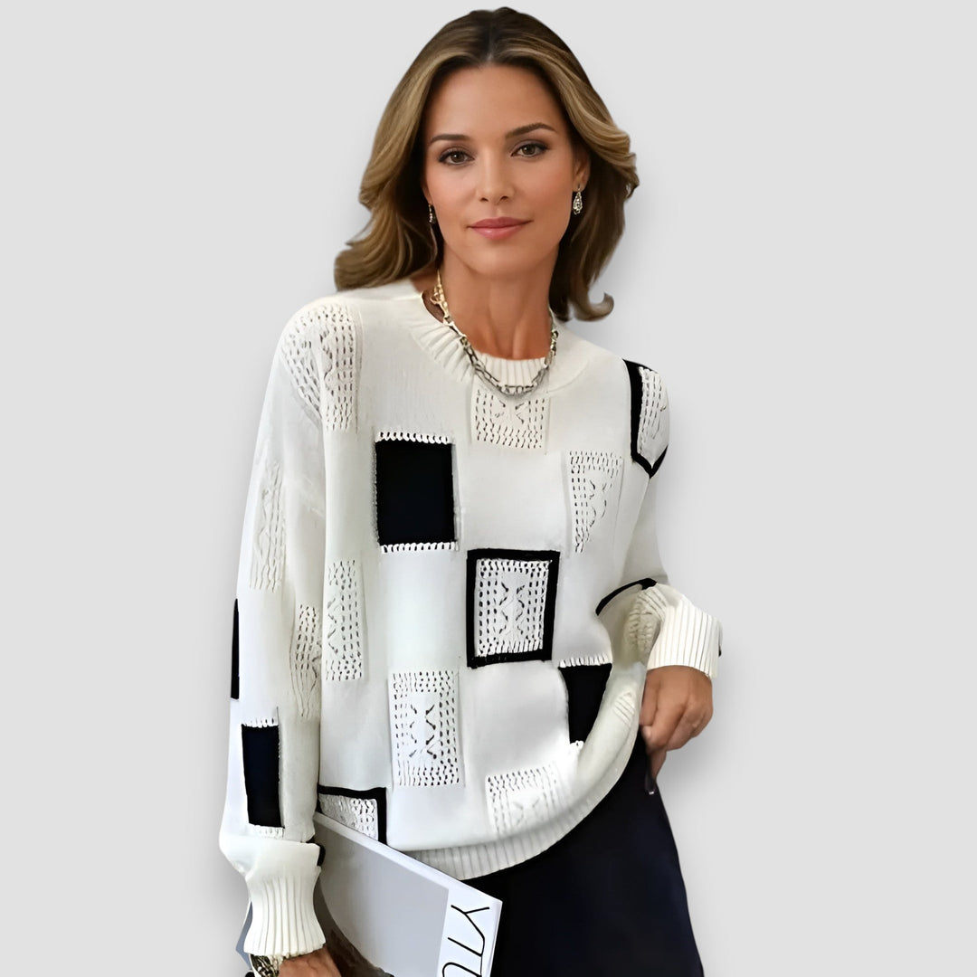 Women's Patchwork Textured Jumper | Colour Block