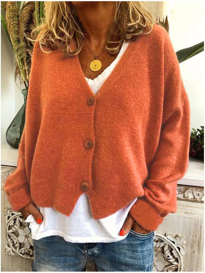 Women's Cropped Button Front Cardigan | V-Neck