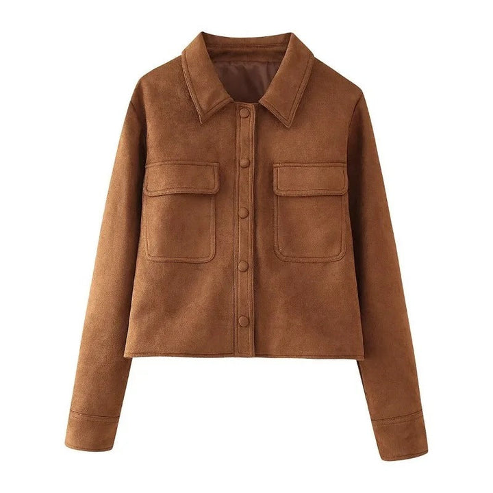 Women's Cropped Button Up Brown Jacket | Winter
