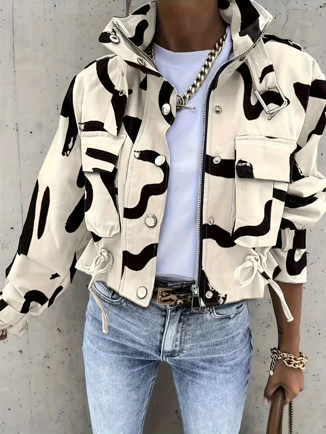 Women's Abstract Print Jacket | Elegant