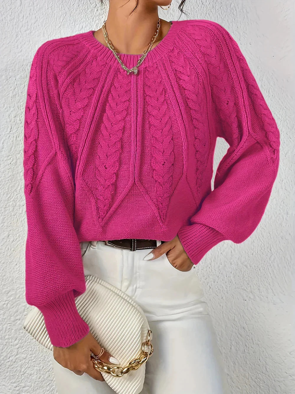 Women's Cable Knit Balloon Sleeve Jumper | Winter