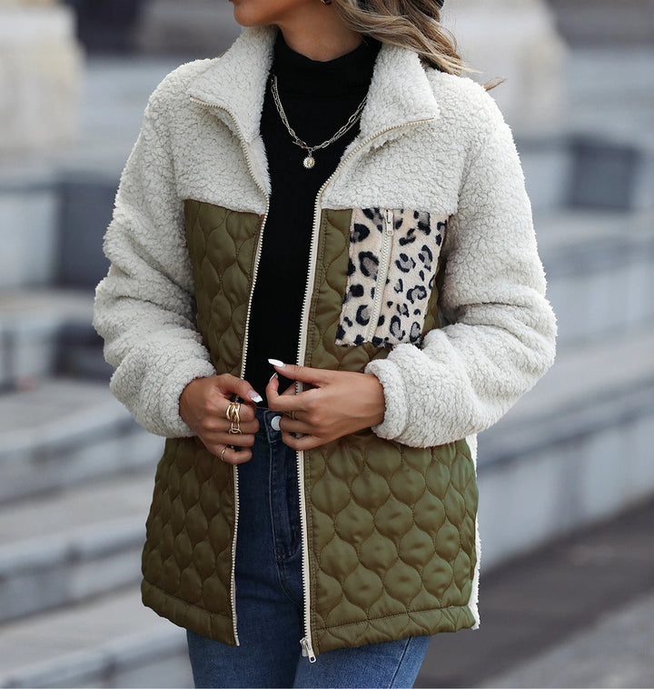 Women's Collared Winter Quilted Jacket | Zip Up